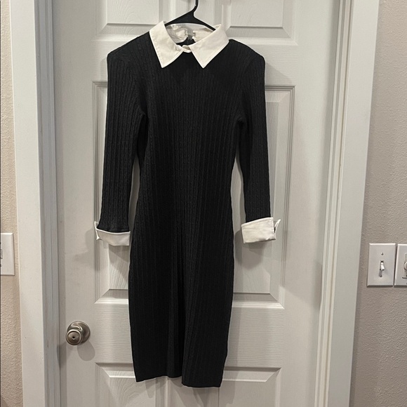 Ralph Lauren Gray Knit Dress with White Accents - Picture 1 of 7